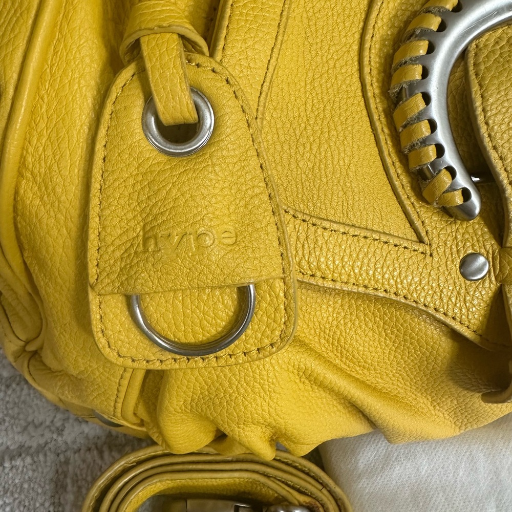 Hype Y2K Yellow Pebbled Leather Satchel with Detachable Strap - Costa Del Sol - Picture 5 of 13